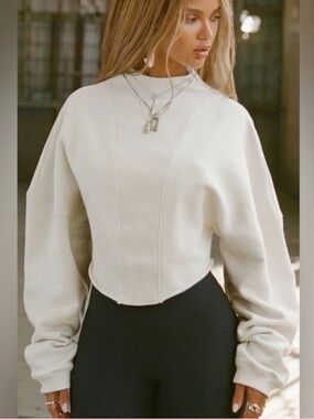 NWT $200 JOAH BROWN RIBBED DOLMAN PULLOVER SWEATSHIRT ALO YOGA ADANOLA LULULEMON